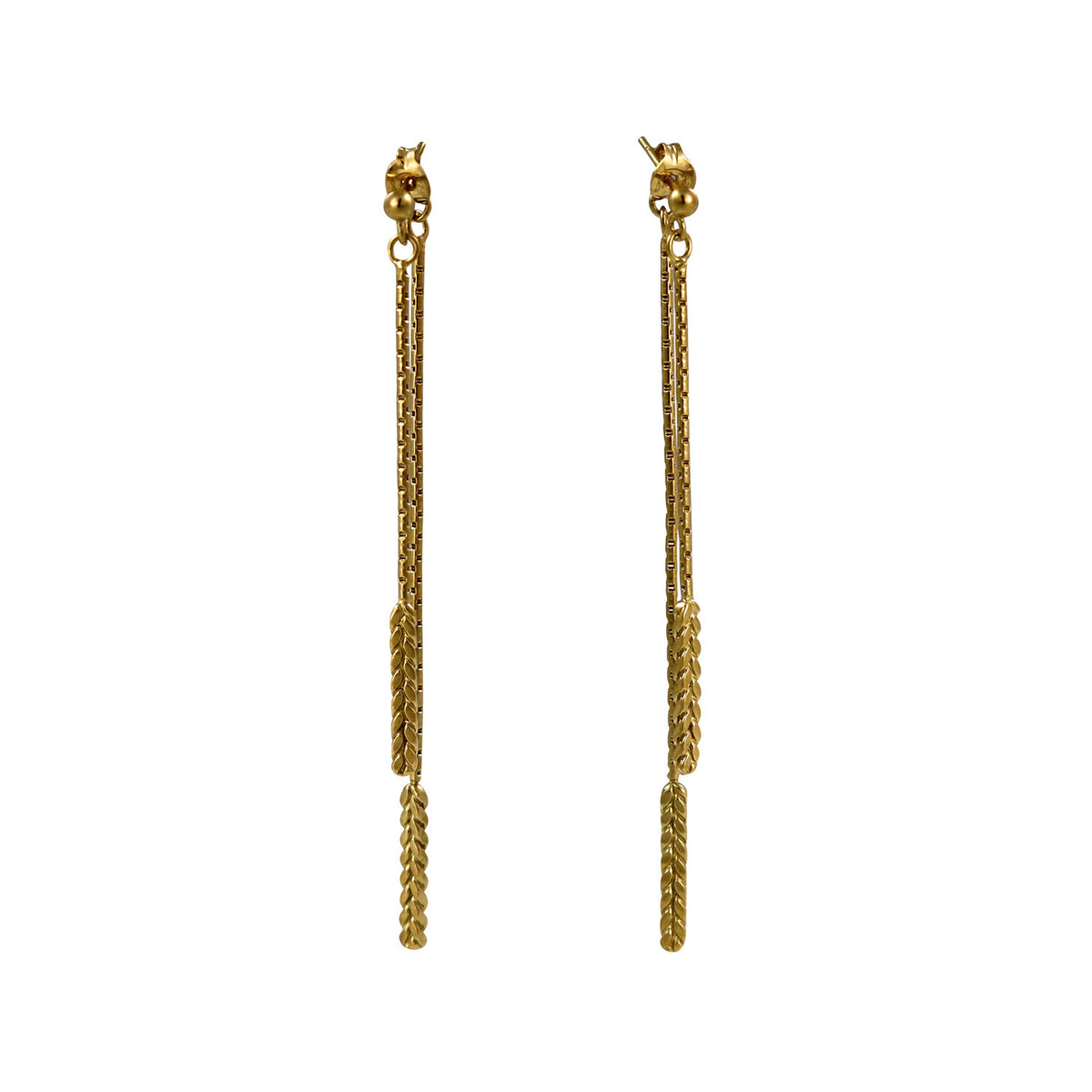 Gold Demeter Double Drop Earrings — Cara Tonkin