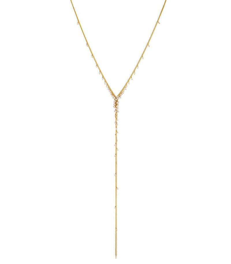 dewdrop lariat necklace with pearls in gold vermeil