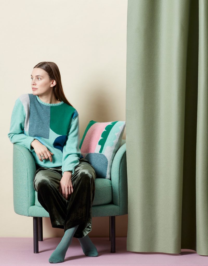 Donna Wilson Knitted Koyo Cushion in Green