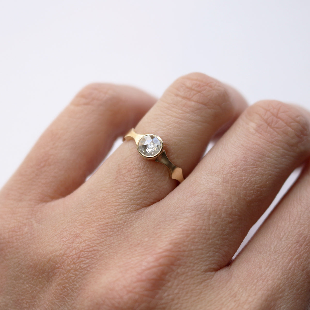Gold Double Edge Scallop Diamond Ring — Cara Tonkin
