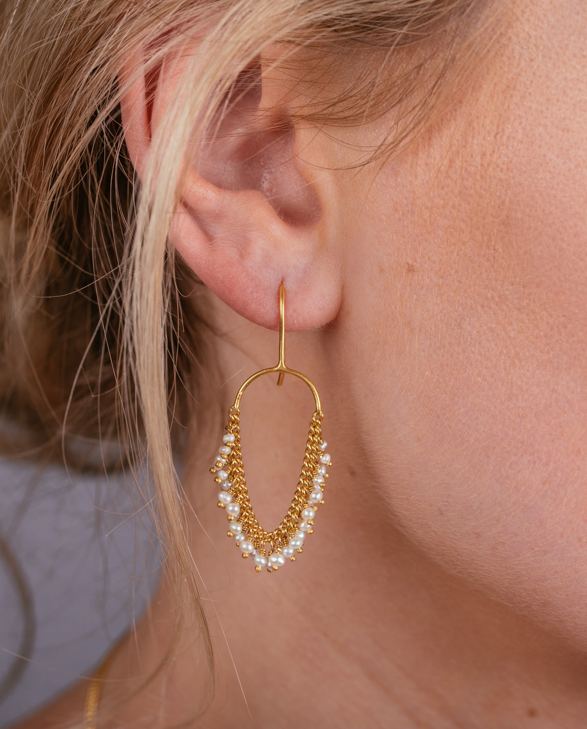 Pearl & Gold Vermeil Loop Earrings - IndependentBoutique.com