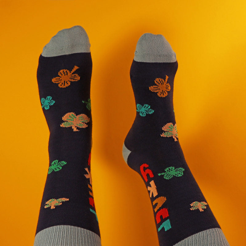 lucky socks on model from Donna Wilson