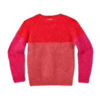 red and pink clashing mohair sweater