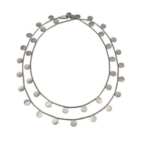 Silver Paillette Long Disc & Bead Necklace — Cara Tonkin
