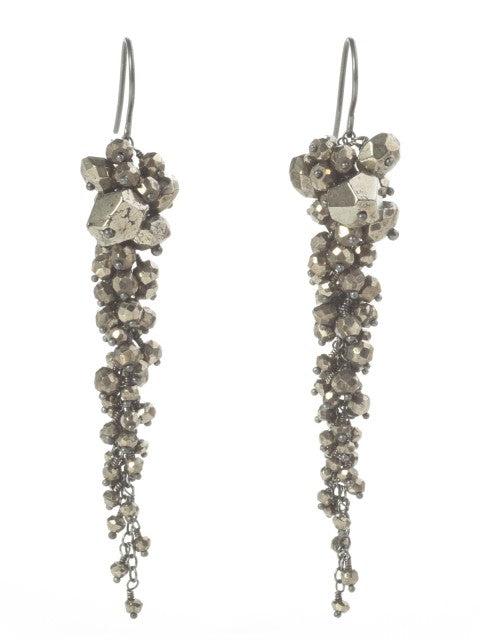 Pyrite Long Cascade Earrings - IndependentBoutique.com