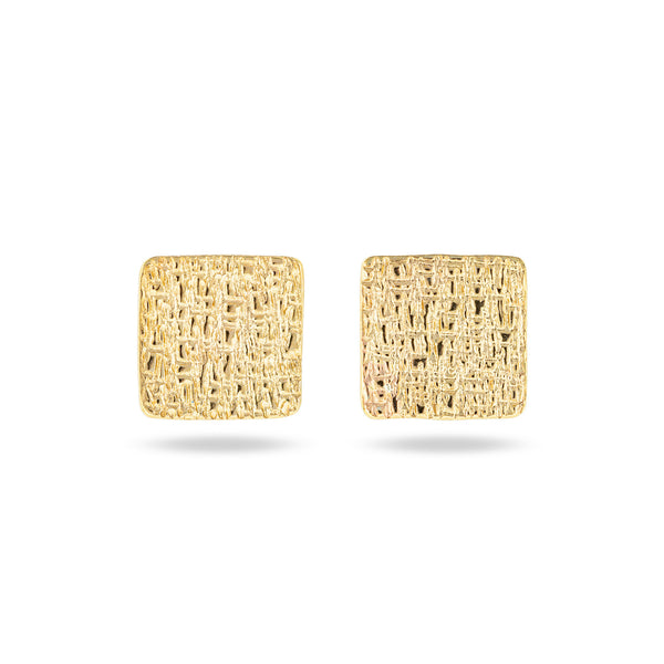 gold square embossed stud earrings