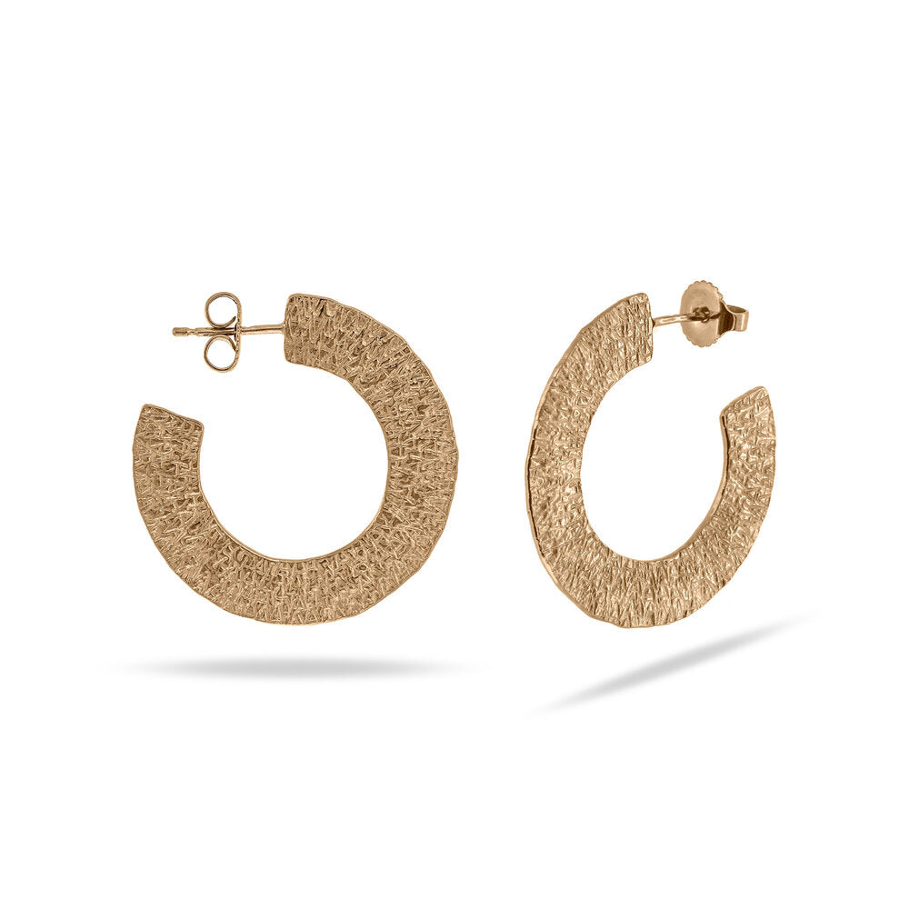 gold hoop earring with stud and textured pattern in gold at IndependentBoutique.com
