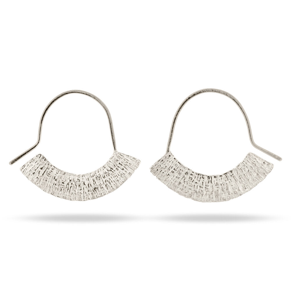 silver embossed hoop earrings at IndependentBoutique.com