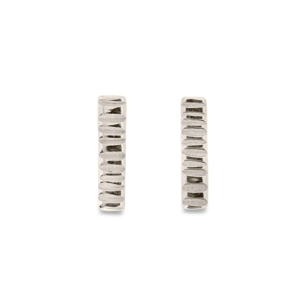 Mim Best Long line stamped studs, Silver