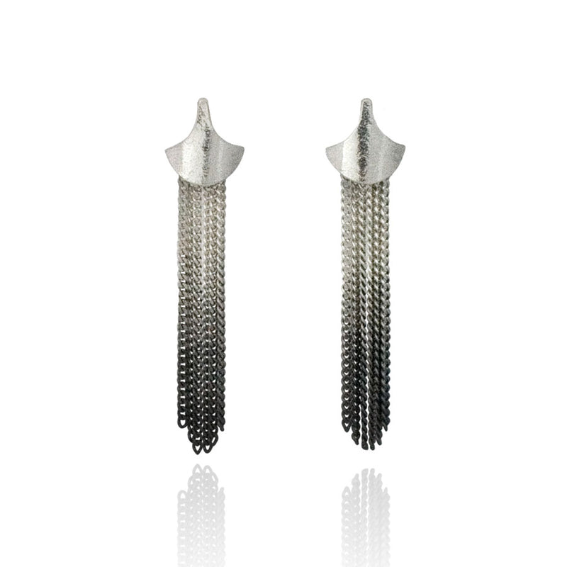 Silver Dangly Interchangeable Tassel/Stud Earrings. 