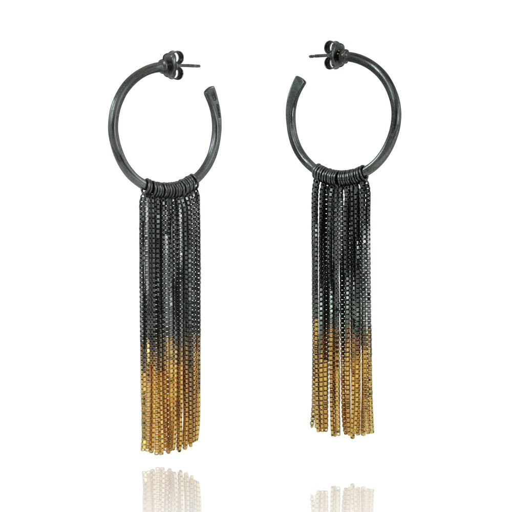 Oxidised Silver & Gold Vesper Large Hoop Earrings — Cara Tonkin