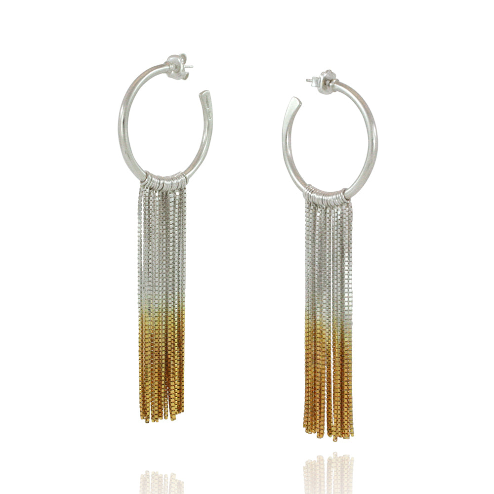 Silver Gold Vesper Large Hoop Earrings — Cara Tonkin
