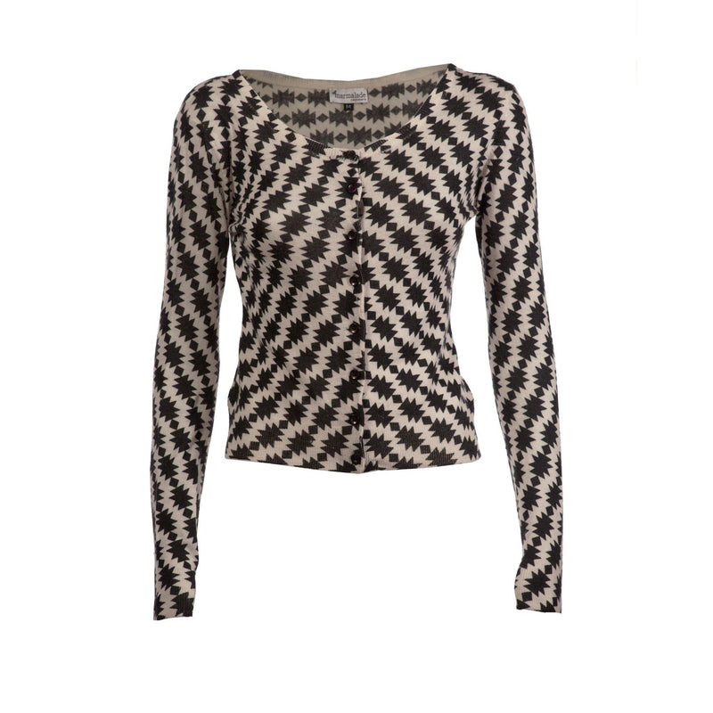 Black & Grey Cashmere Printed Cardi - IndependentBoutique.com