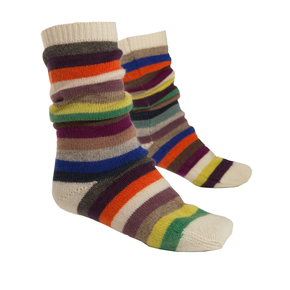 Multicolour Cashmere Stripy Long Sock - IndependentBoutique.com