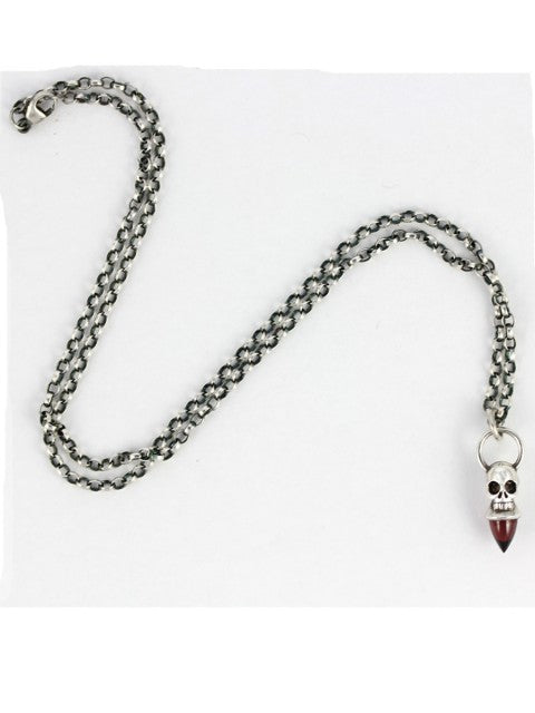 Voodoo Skull Necklace - Oxydised Silver & Garnet - IndependentBoutique.com