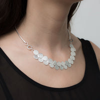 Silver Paillette Double Row Interchangeable Necklace & Bracelet - IndependentBoutique.com