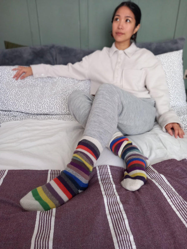 Multicolour Cashmere Stripy Long Sock