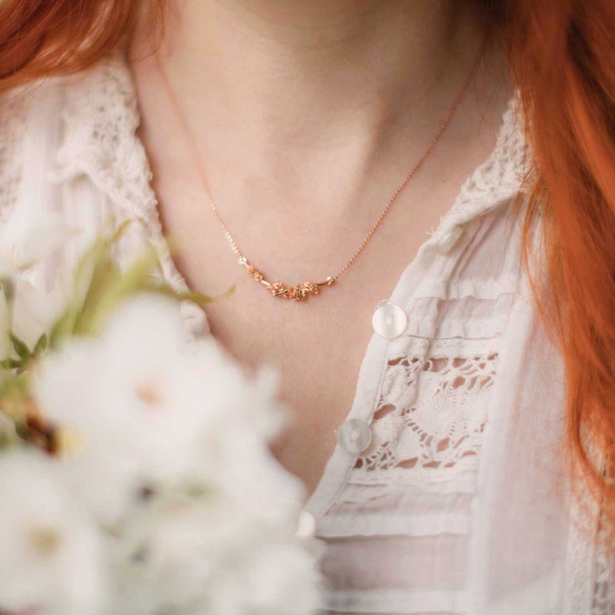Cherry Blossom Branch Necklace – Silver/Gold/Rose Gold — Lee Renee