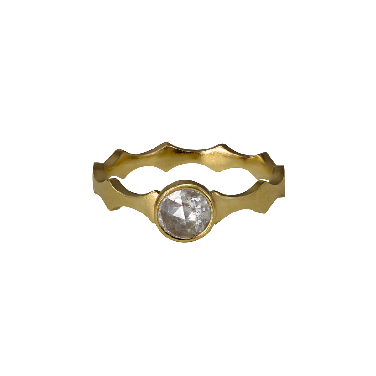 Gold Double Edge Scallop Diamond Ring — Cara Tonkin