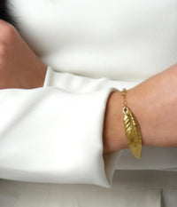 Gold Plated Feather Bracelet - IndependentBoutique.com
