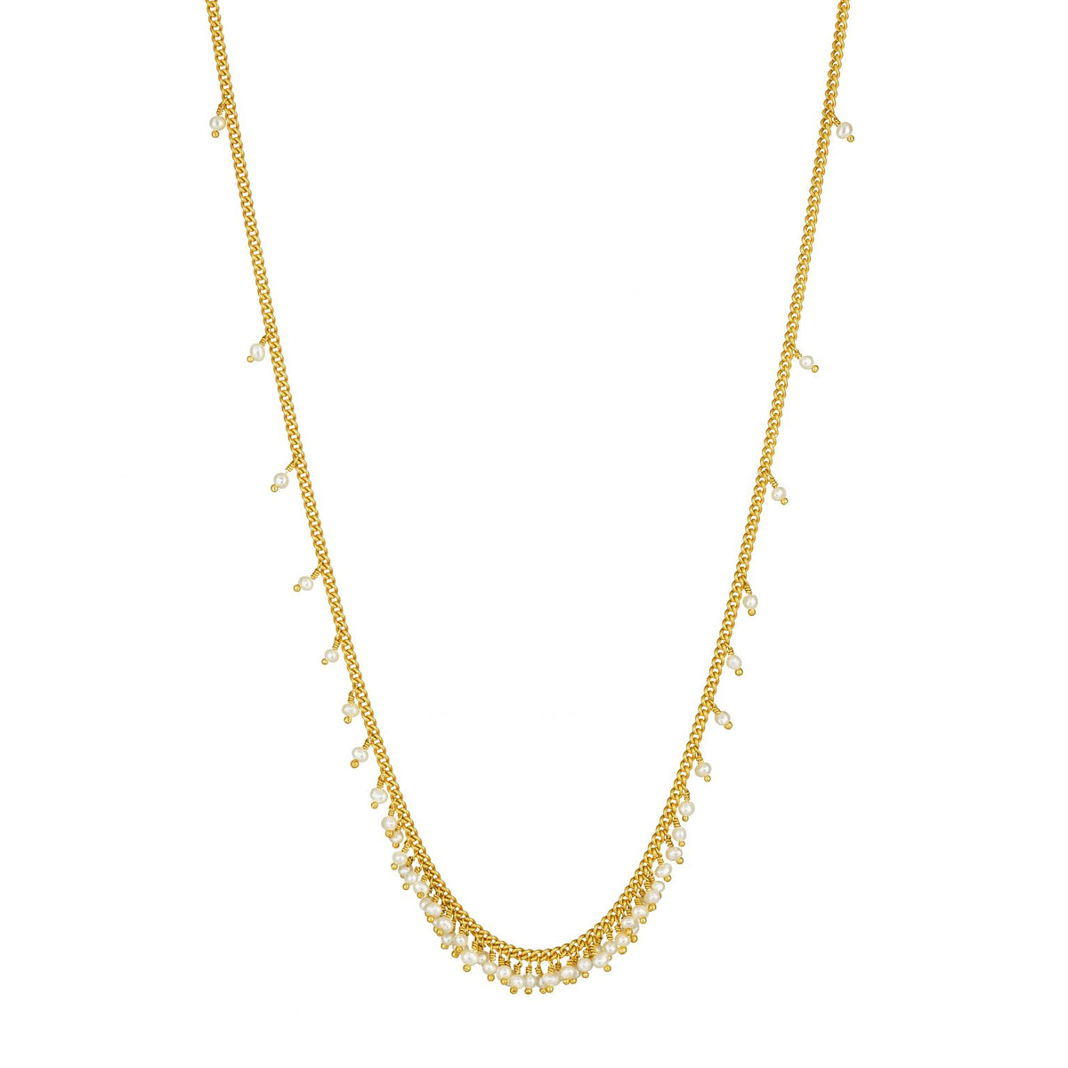 gold pearl chain graduated necklace