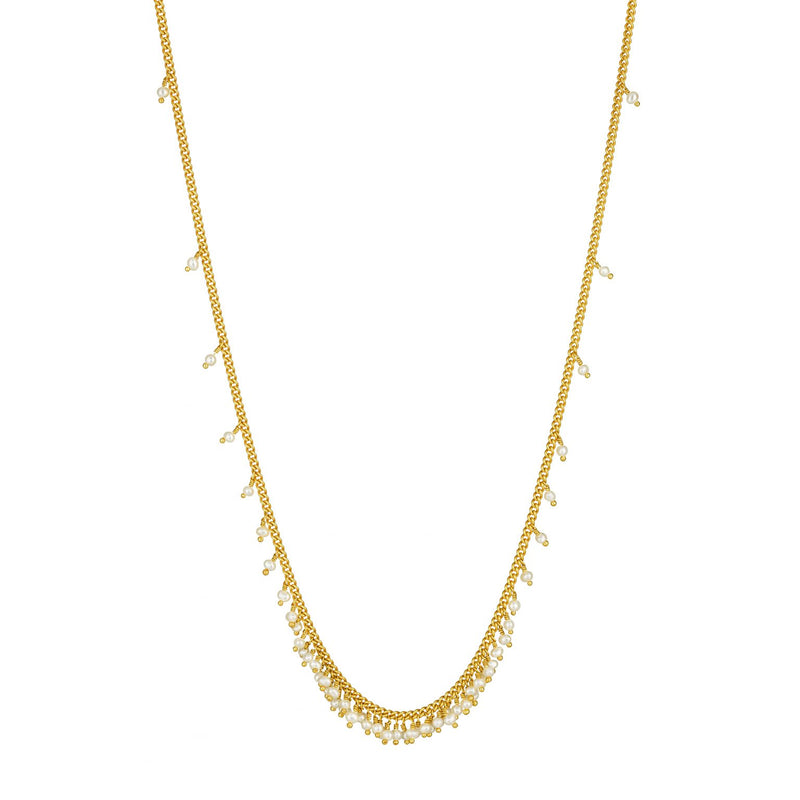 gold pearl chain graduated necklace