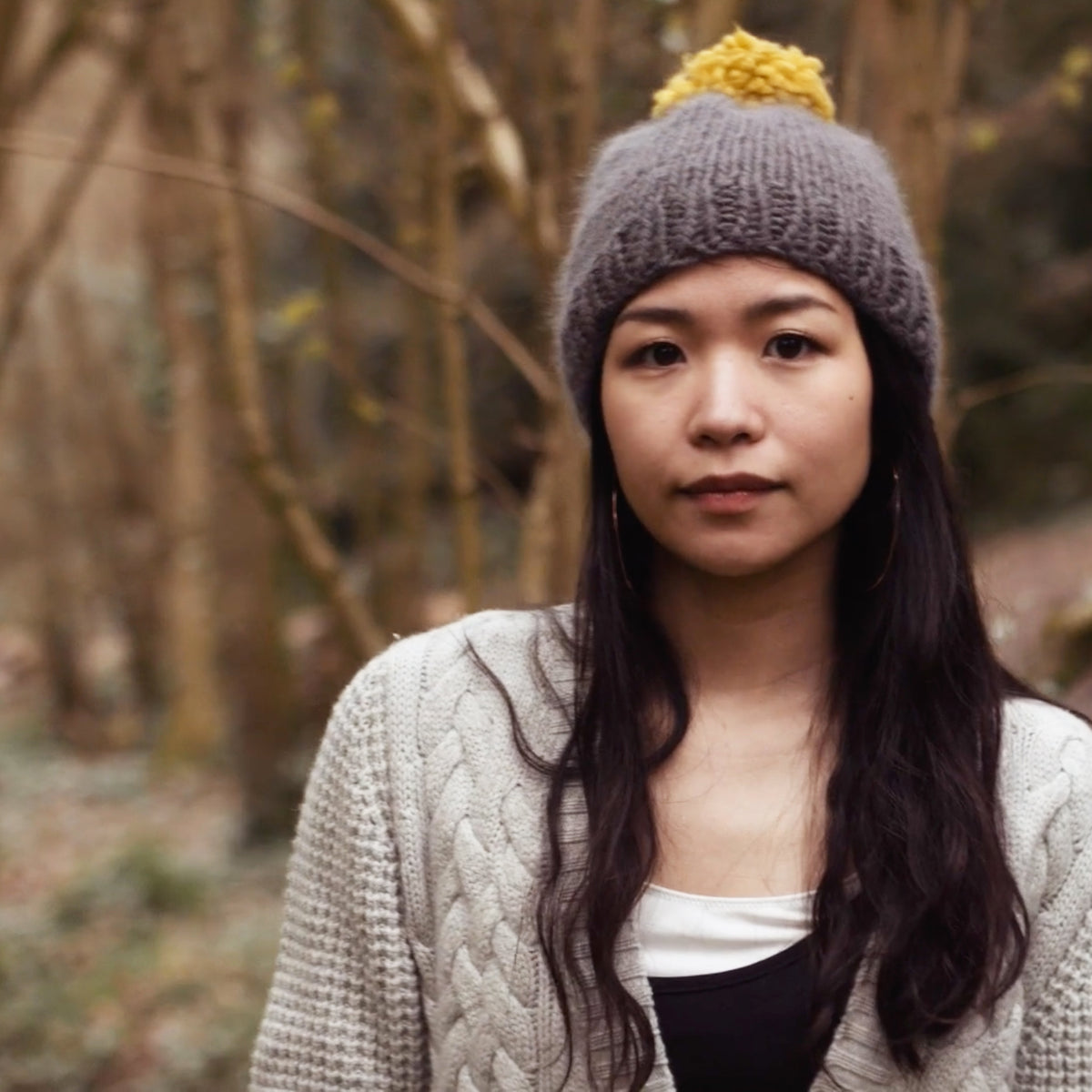 Charcoal & Mustard Woolly Knitted Beanie - IndependentBoutique.com