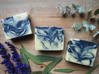 deep dusk navy and cream soap bar from Myrtle & Soap