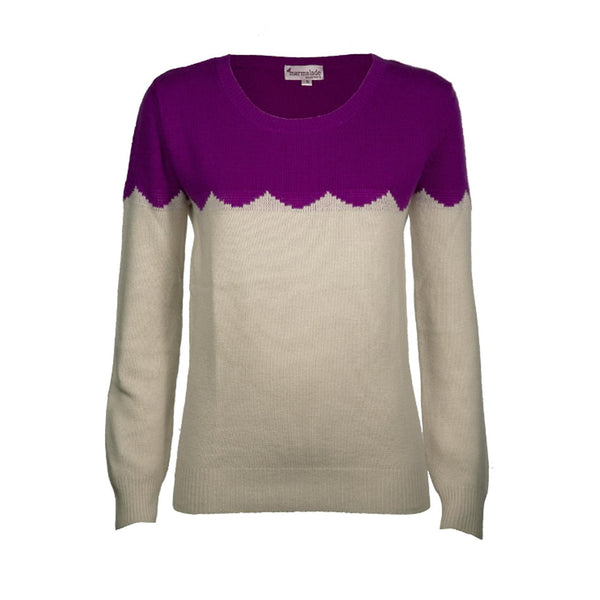 purple and ivory Chunky Cashmere Jumper - IndependentBoutique.com