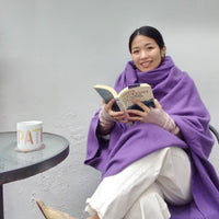king blanket woven in purple cashmere