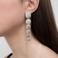 Silver Large Drop Earrings Model Shot by Cara Tonkin