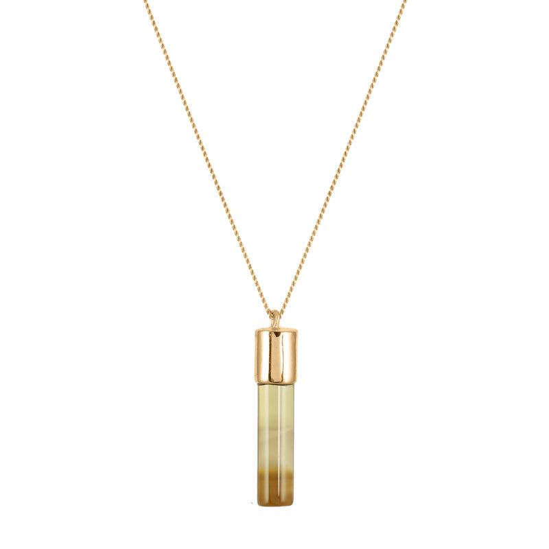 Smoky Quartz Cylinder Necklace - Gold - IndependentBoutique.com