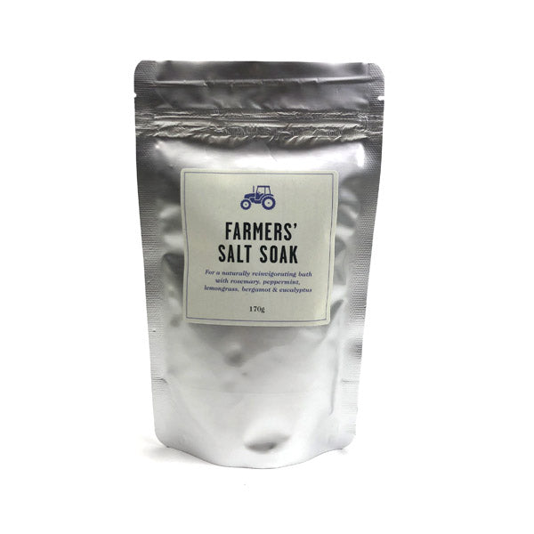 silver packet of salt soak from farmer brand  at IndependentBoutique.com